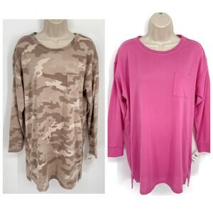 Jenni NWT Women's 2 Pack Bundle Sleep Shirts SZ M Pink Tease, Toffee Candy Camo